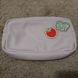 Stoney Clover Lane lilac purple small pouch w/ sewn food patches -- SEE DESCRIPT